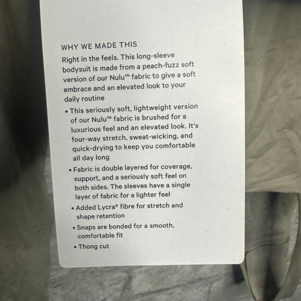 Lululemon Nulu Square Neck Bodysuit Long Sleeve Thong Cut NWT Size Medium (RVSN) - Picture 14 of 16
